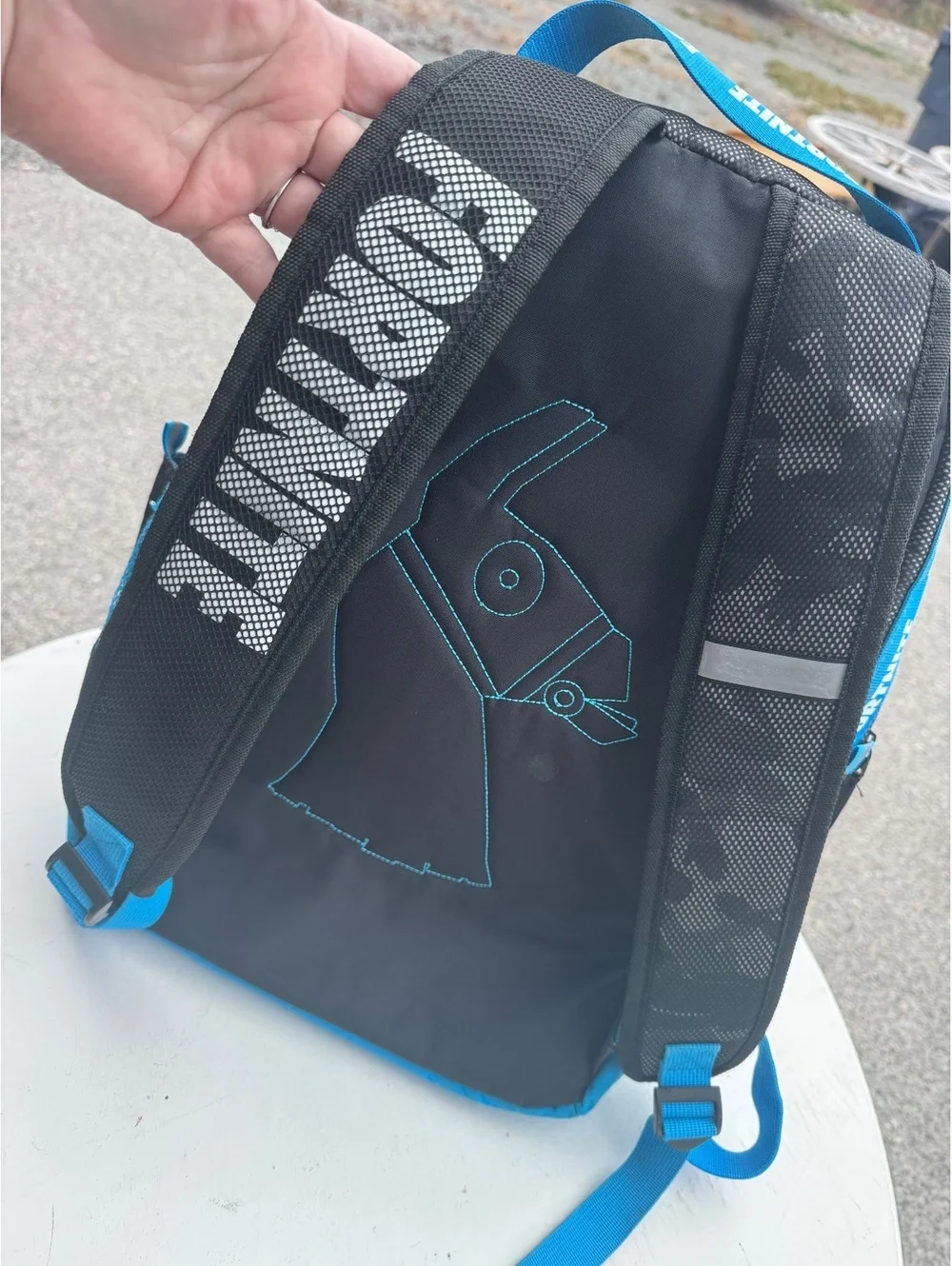 Fortnite Backpack Black Blue Gaming School Bag Llama Mesh Youth Kids
